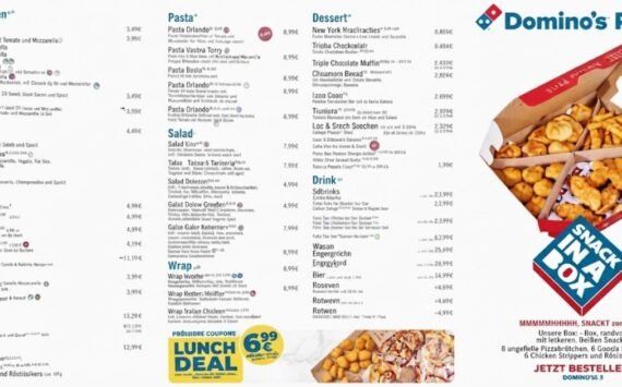 Domino’s Pizza Berlin Speisekarte 2026 – Komplette Preise, Pizza, Pasta & Snacks